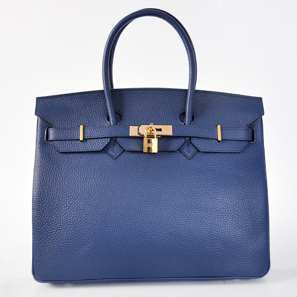 H35DBLG Hermes Birkin 35CM Dark Blue pelle Clemence (Oro)